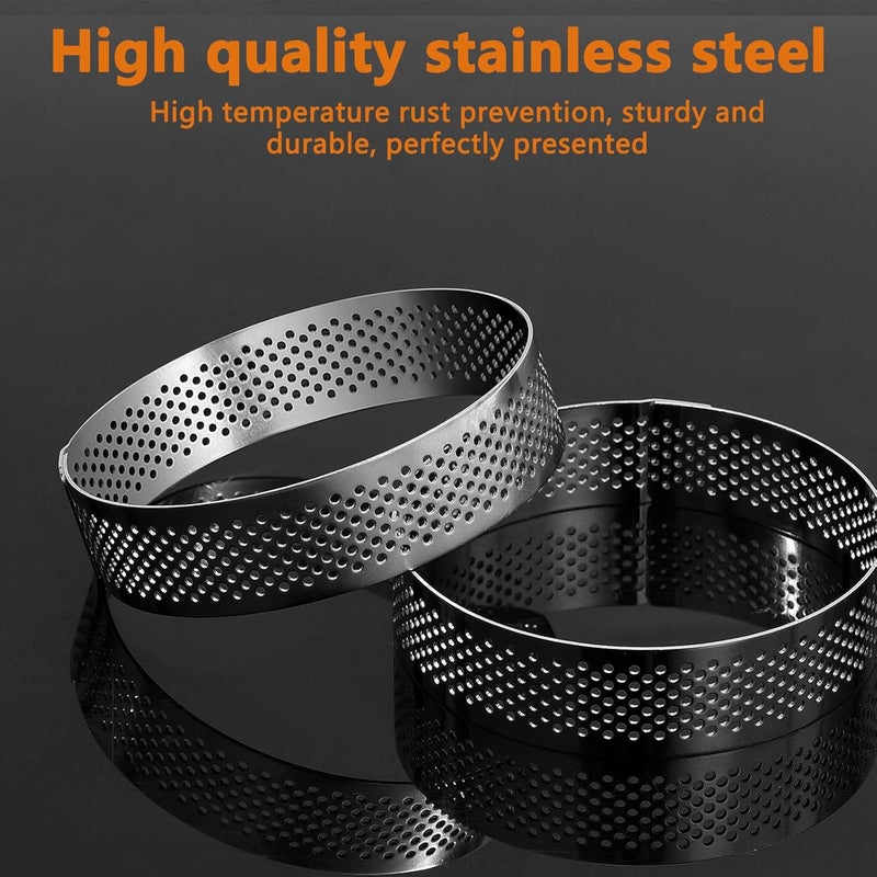 Aringfes 10 Pcs 3.14 Inch 304 Stainless Steel Tart Ring, Heat-Resistant Perforated Cake Mousse Ring, Round Ring Baking Small Fruit Tarte Crust Tools (8cm) - Image 4